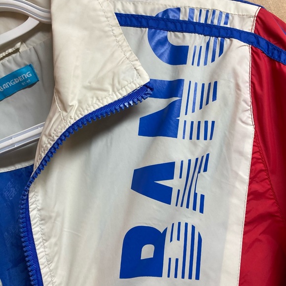 Vintage Curling Windbreaker Women’s S/P Bangdeng White Red & Blue Zip Up 90’s - Picture 7 of 10